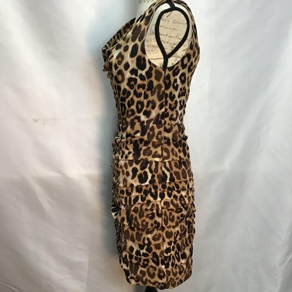Express-Draped neckline Cheetah Dress - Picture 4 of 11